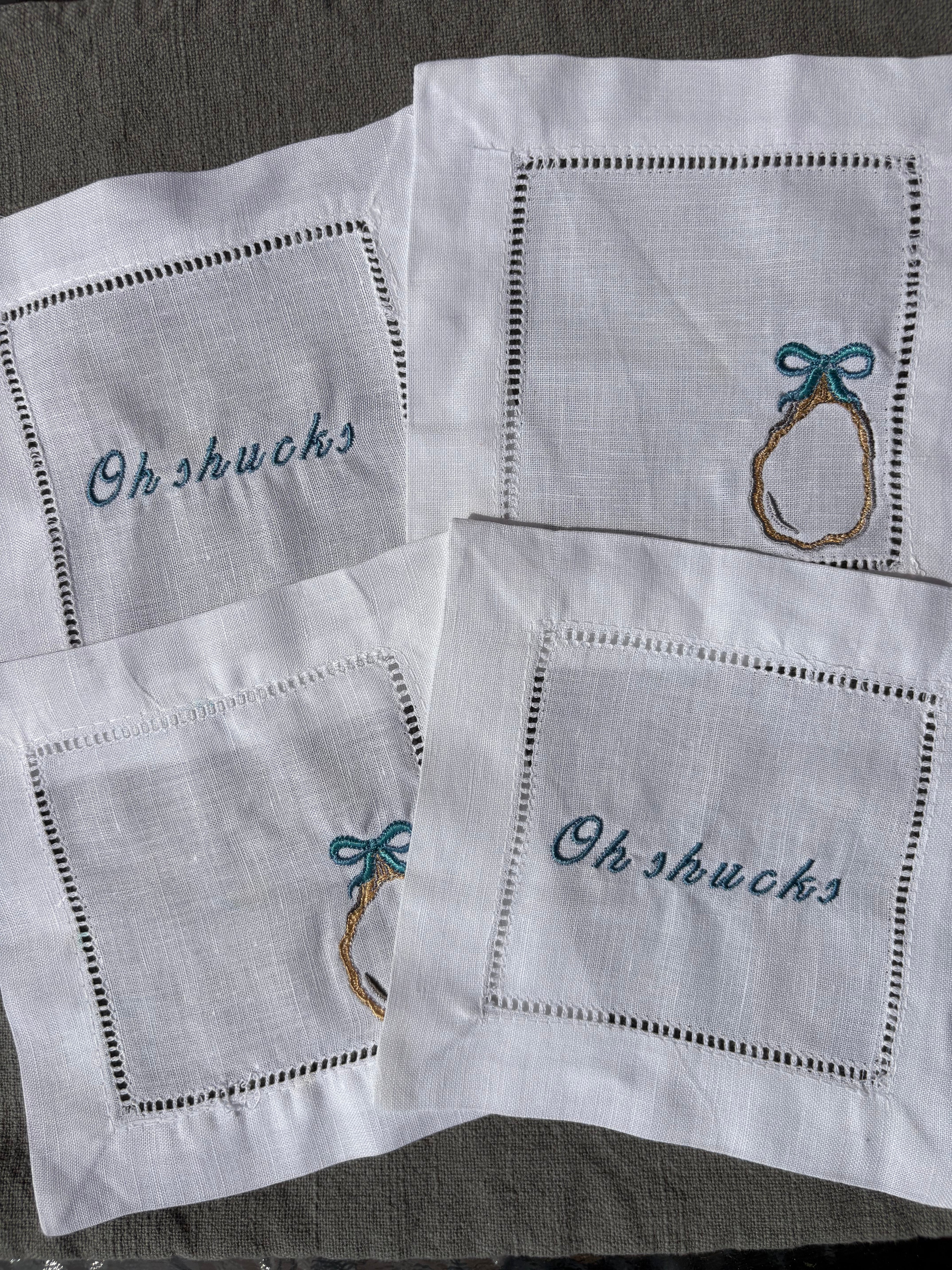 Oyster Cocktail Napkins, Set of 4