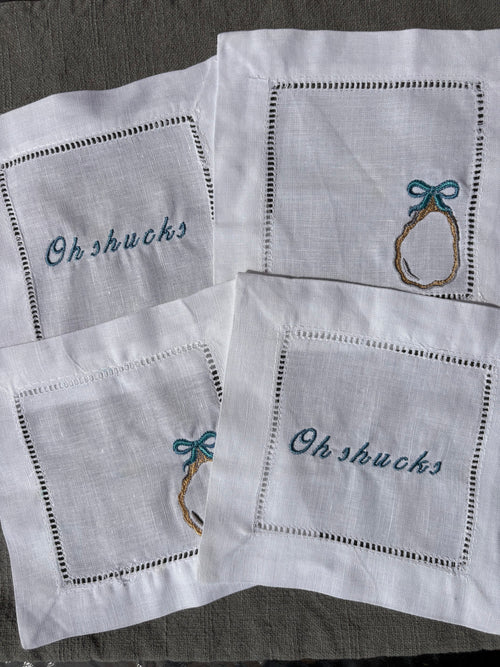 Oyster Cocktail Napkins, Set of 4