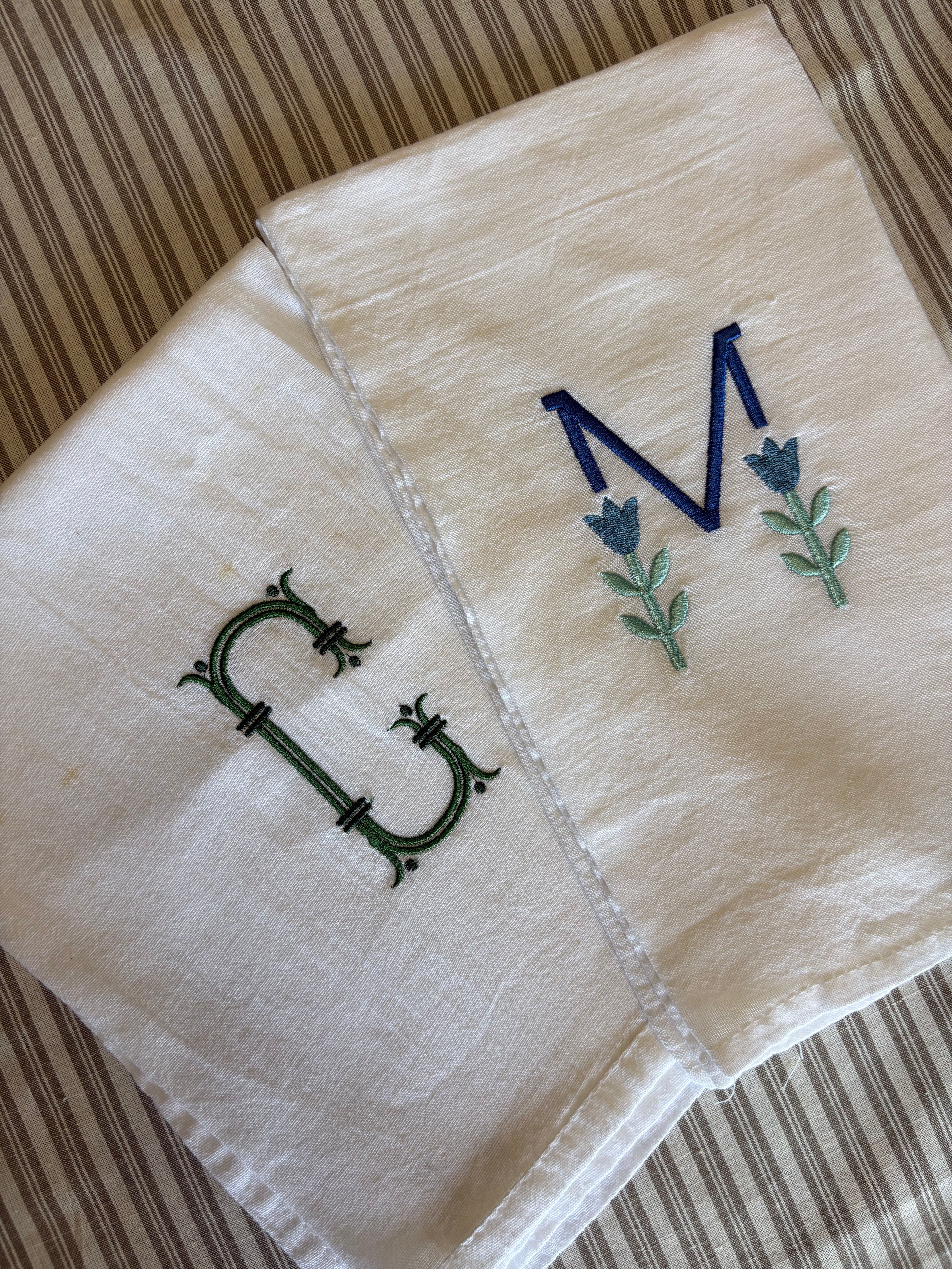 Personalized Single Initial Flour Sack Kitchen Towel, Set of 2